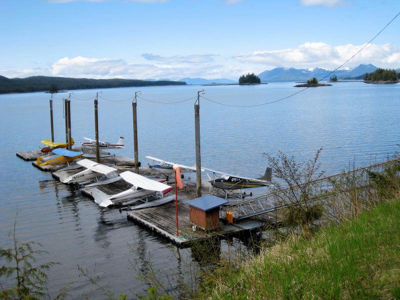float plane dock_ketchikan-1.jpg - Float planes in their private parking lot - a fairly common site in Ketchikan.  Seems like everybody has a float plane.